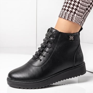 Incaltaminte dama, Ghete dama cu siret elastic negre LILI29, modlet.ro
