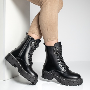 Ghete dama cu siret si fermoar negre MOD06924, 4, modlet.ro