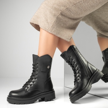 Ghete dama cu talpa groasa negre MOD12830, 2, modlet.ro
