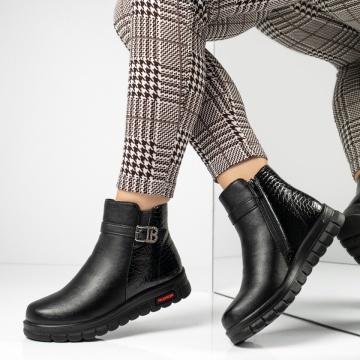 Ghete dama cu talpa groasa negre MOD14107, 3, modlet.ro