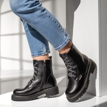 Ghete dama cu talpa groasa si fermoar negre MOD07158, 2, modlet.ro