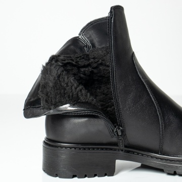 Ghete dama cu talpa joasa negre din Piele naturala MOD0351, 2, modlet.ro