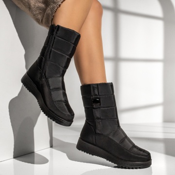 Ghete dama din fas si fermoar negre MOD12247, 4, modlet.ro