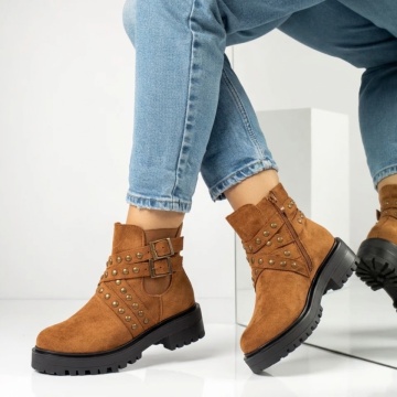 Reduceri ghete dama, Ghete dama maro suede cu fermoar si insertie de material elastic MOD07213, modlet.ro