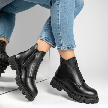 Ghete dama negre cu fermoar din Piele Naturala MOD12455, 1, modlet.ro