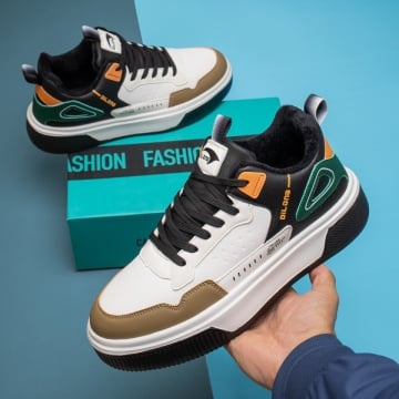 Ghete barbati, Ghete sport barbati negru cu alb MOD14036, modlet.ro