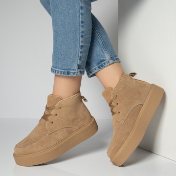 Ghete sport dama bej suede din Piele Naturala MOD12218, 2, modlet.ro