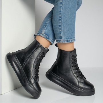 Ghete sport dama negre din Piele Naturala MOD12220, 4, modlet.ro