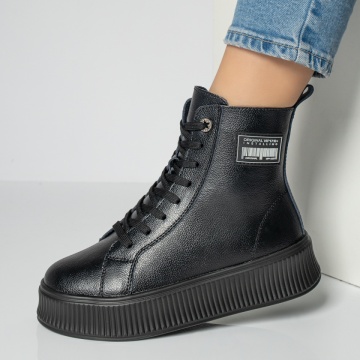 Ghete sport dama negre din Piele Naturala MOD12221, 2, modlet.ro