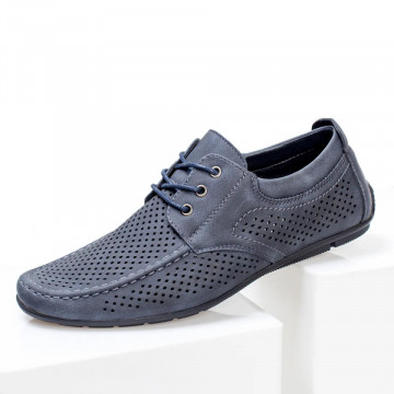 Mocasini barbati albastri perforati MOD04644, 2, modlet.ro