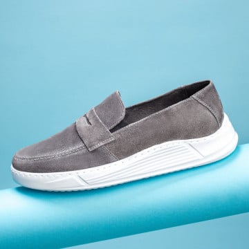 Mocasini barbati gri suede din Piele naturala ZEF03587, 2, zeforia.ro