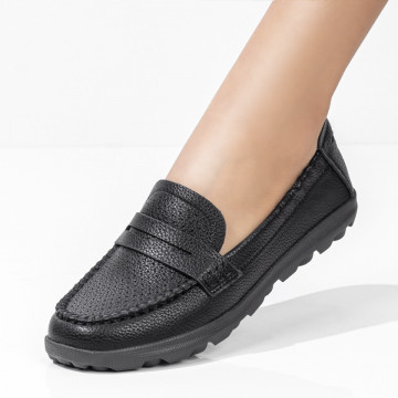 Mocasini dama cu perforatii negri MOD08372, 3, modlet.ro