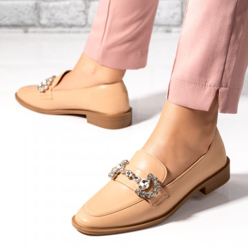 Mocasini dama cu pietre aplicate khaki MOD09756, 3, modlet.ro