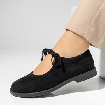 Balerini si Mocasini Dama, Mocasini dama cu siret negru suede MOD14293, modlet.ro
