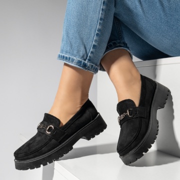 Balerini si Mocasini Dama, Mocasini dama cu talpa groasa negru suede MOD14251, modlet.ro