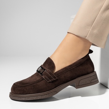 Balerini si Mocasini Dama, Mocasini dama cu talpa joasa maro suede MOD14291, modlet.ro