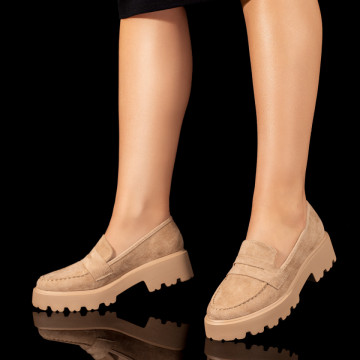 Mocasini dama khaki suede MOD10098, 3, modlet.ro