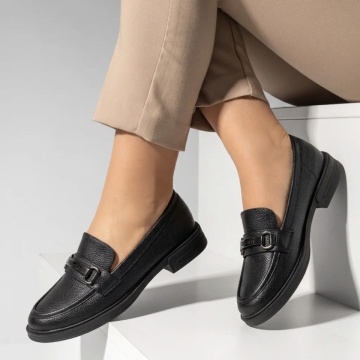 Mocasini dama negri cu accesoriu metalic MOD10048, 2, modlet.ro