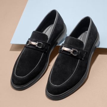 Mocasini negri suede barbati cu accesoriu metalic MOD11920, 3, modlet.ro