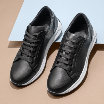 Pantofi barbati casual negri cu talpa alba din Piele Naturala MOD11916, 2, modlet.ro