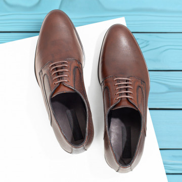 Pantofi barbati eleganti maro din Piele naturala MOD10562, 3, modlet.ro