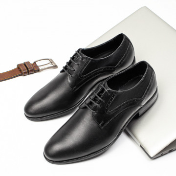 Pantofi barbati eleganti negri mat din Piele naturala MOD08771, 2, modlet.ro