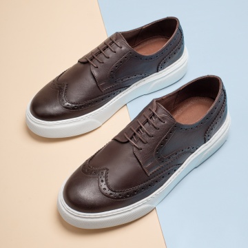 Pantofi barbati, Pantofi casual barbati cu siret maro inchis din Piele naturala MOD13791, modlet.ro