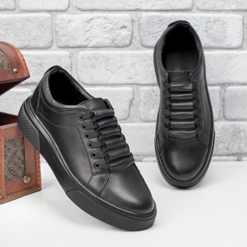 Pantofi casual barbati cu siret negri din Piele naturala MOD11163, 4, modlet.ro