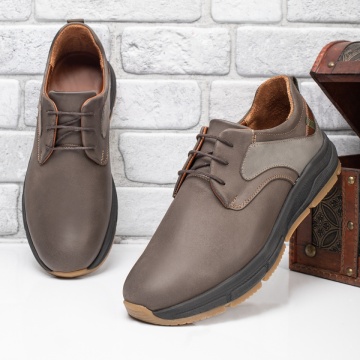 Pantofi casual barbati gri din Piele naturala MOD10646, 4, modlet.ro