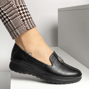Pantofi casual cu platforma, Pantofi casual cu platforma negri din Piele naturala MOD11234, modlet.ro