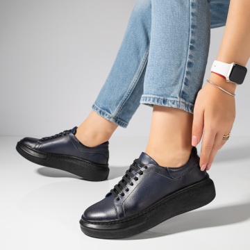 Pantofi casual dama albastri din Piele naturala MOD11891, 3, modlet.ro
