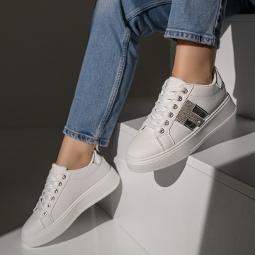 Pantofi casual dama albi cu talpa groasa si aplicatii MOD11873, 4, modlet.ro