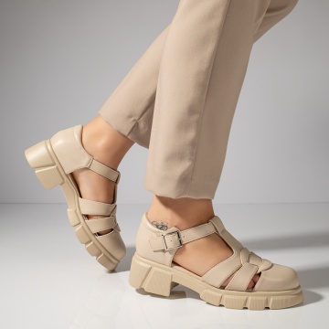 Pantofi casual dama bej cu talpa groasa MOD11839, 2, modlet.ro