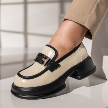 Pantofi casual dama bej cu talpa groasa neagra MOD11837, 1, modlet.ro