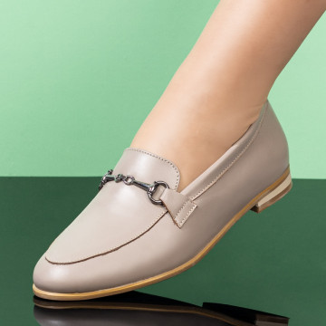 Pantofi casual dama cu accesoriu metalic bej MOD04121, 4, modlet.ro