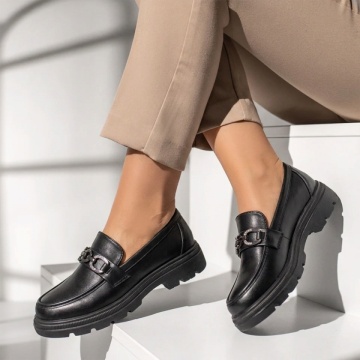 Pantofi dama, Pantofi casual dama cu accesoriu metalic negri LILI4, modlet.ro