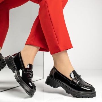 Pantofi casual dama cu aspect lucios negri MOD13368, 4, modlet.ro