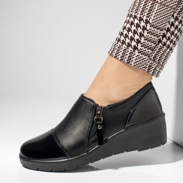 Pantofi casual dama cu fermoar negri MOD14219