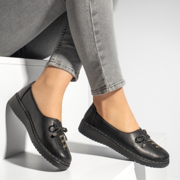 Pantofi casual dama cu fundita negri MOD13160, 4, modlet.ro