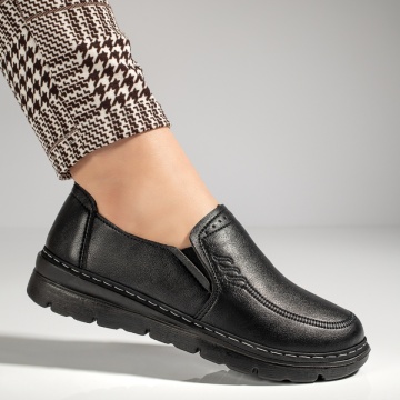 Pantofi casual dama cu insertie de material elastic negri MOD12984, 4, modlet.ro