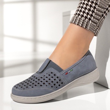 Pantofi casual dama cu perforatii albastru suede MOD13311, 1, modlet.ro