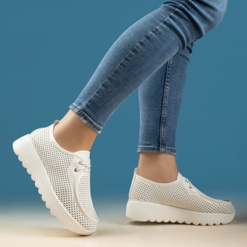 Pantofi casual dama cu perforatii albi MOD13439, 3, modlet.ro