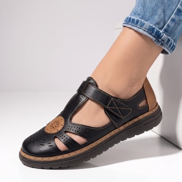 Pantofi casual dama, Pantofi casual dama cu perforatii bej cu maro EVA91, modlet.ro