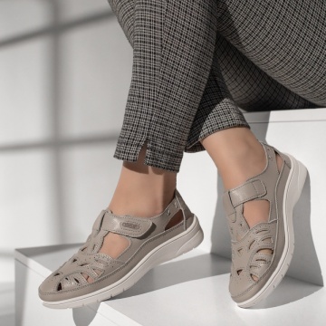 Pantofi casual dama cu perforatii gri MOD13068, 3, modlet.ro
