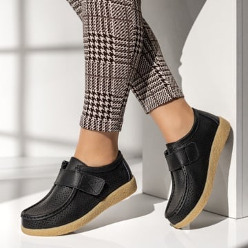 Pantofi dama, Pantofi casual dama cu perforatii negri din Piele naturala DORA1, modlet.ro