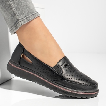 Pantofi casual dama cu perforatii negri MOD13165, 3, modlet.ro
