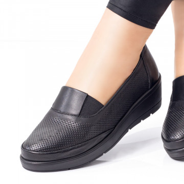 Pantofi casual dama cu platforma negri din Piele naturala MOD08302, 4, modlet.ro