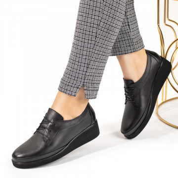 Pantofi casual dama cu platforma negri din Piele naturala MOD10349, 3, modlet.ro