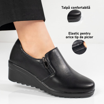 Pantofi casual dama cu platforma negri MOD11103, 3, modlet.ro