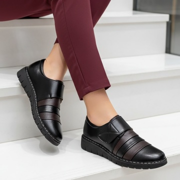 Pantofi casual dama cu platforma negru cu maro MOD13358